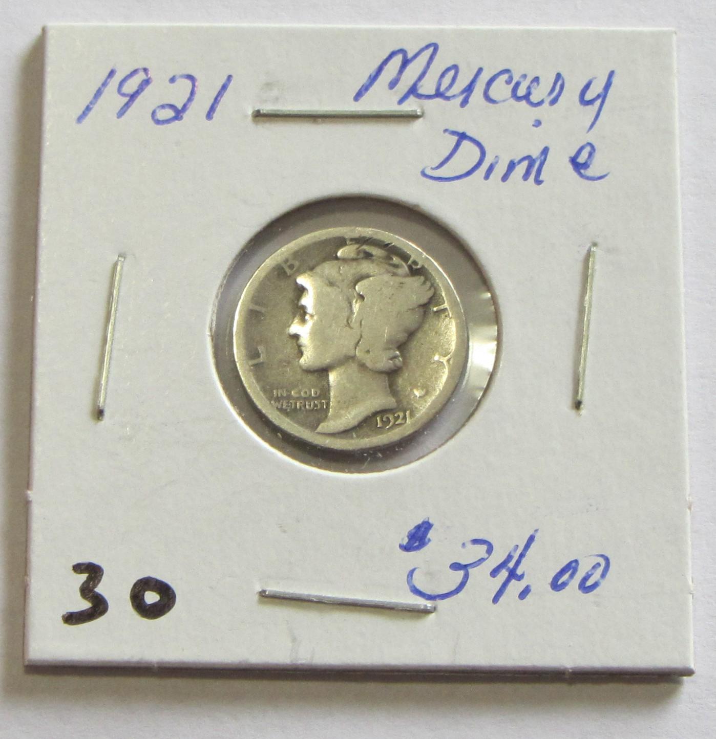 1921 Mercury Dime - Semi Key Date