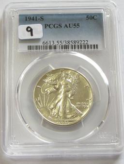 1941-S WALKING HALF PCGS 55