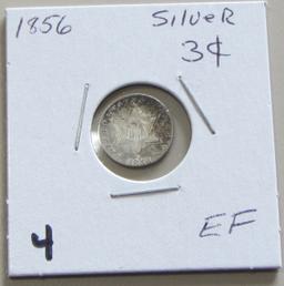 1856 SILVER 3 CENT PIECE