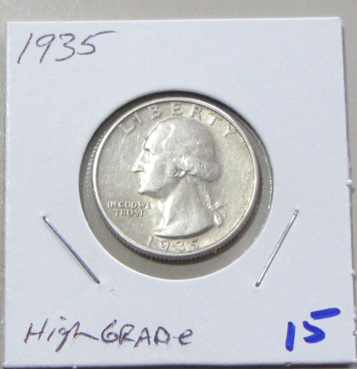 1935 HIGH GRADE SILVER QUARTER