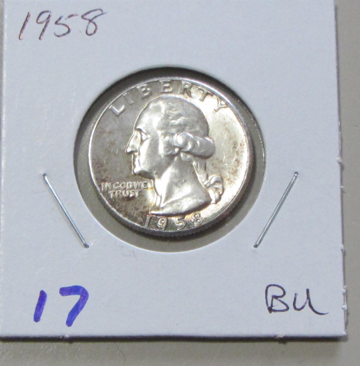 1958 BU SILVER QUARTER