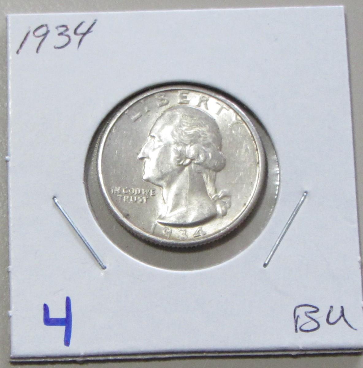 BU 1934 SILVER QUARTER