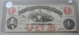 HIGH GRADE $1 VIRGINIA TREASURY NOTE 1862