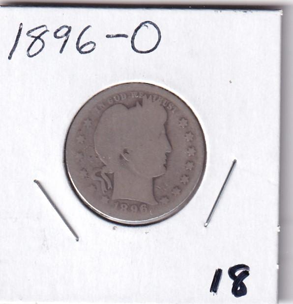 1896-O BARBER QUARTER