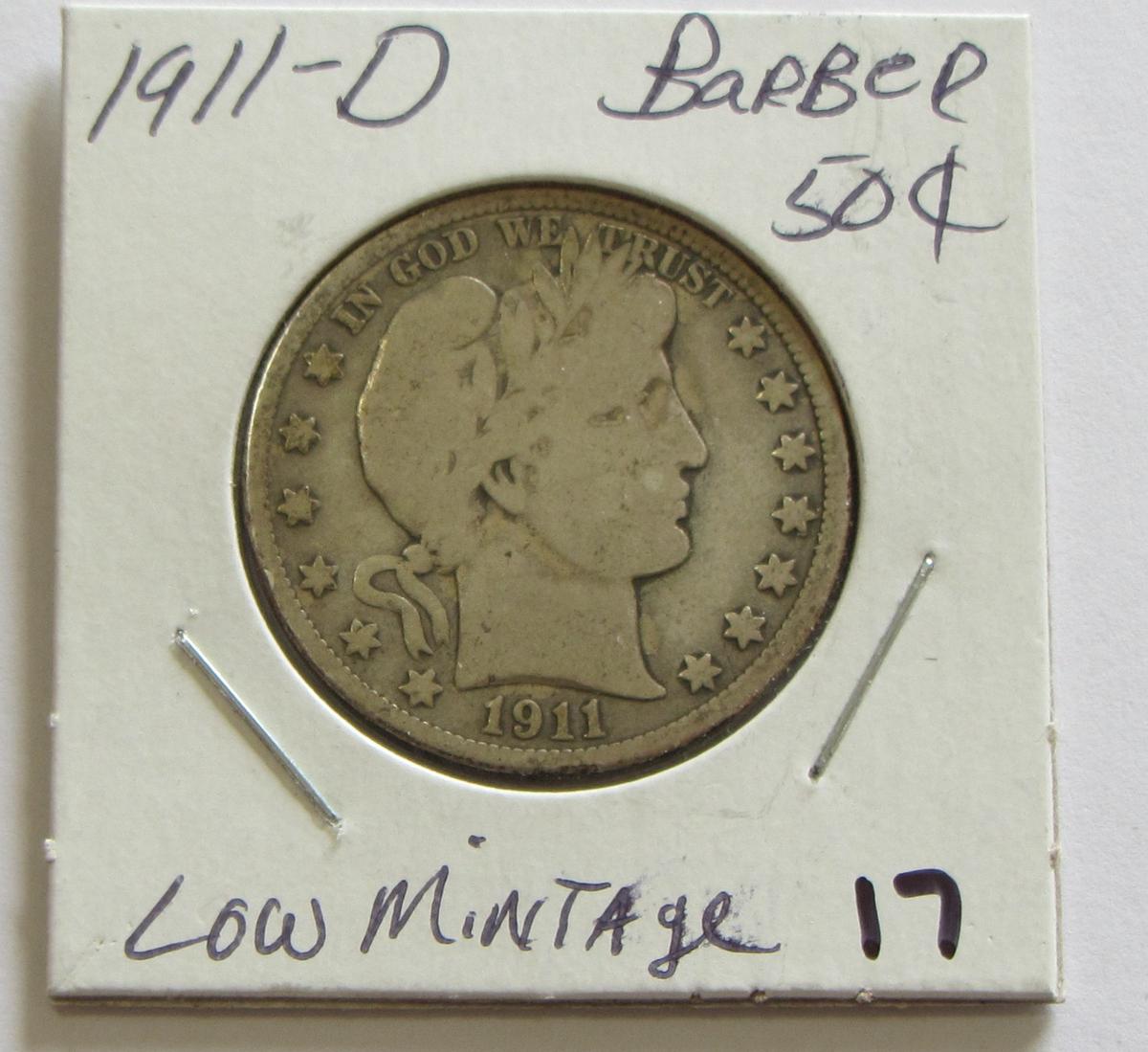 1911-D BARBER HALF LOW MINTAGE