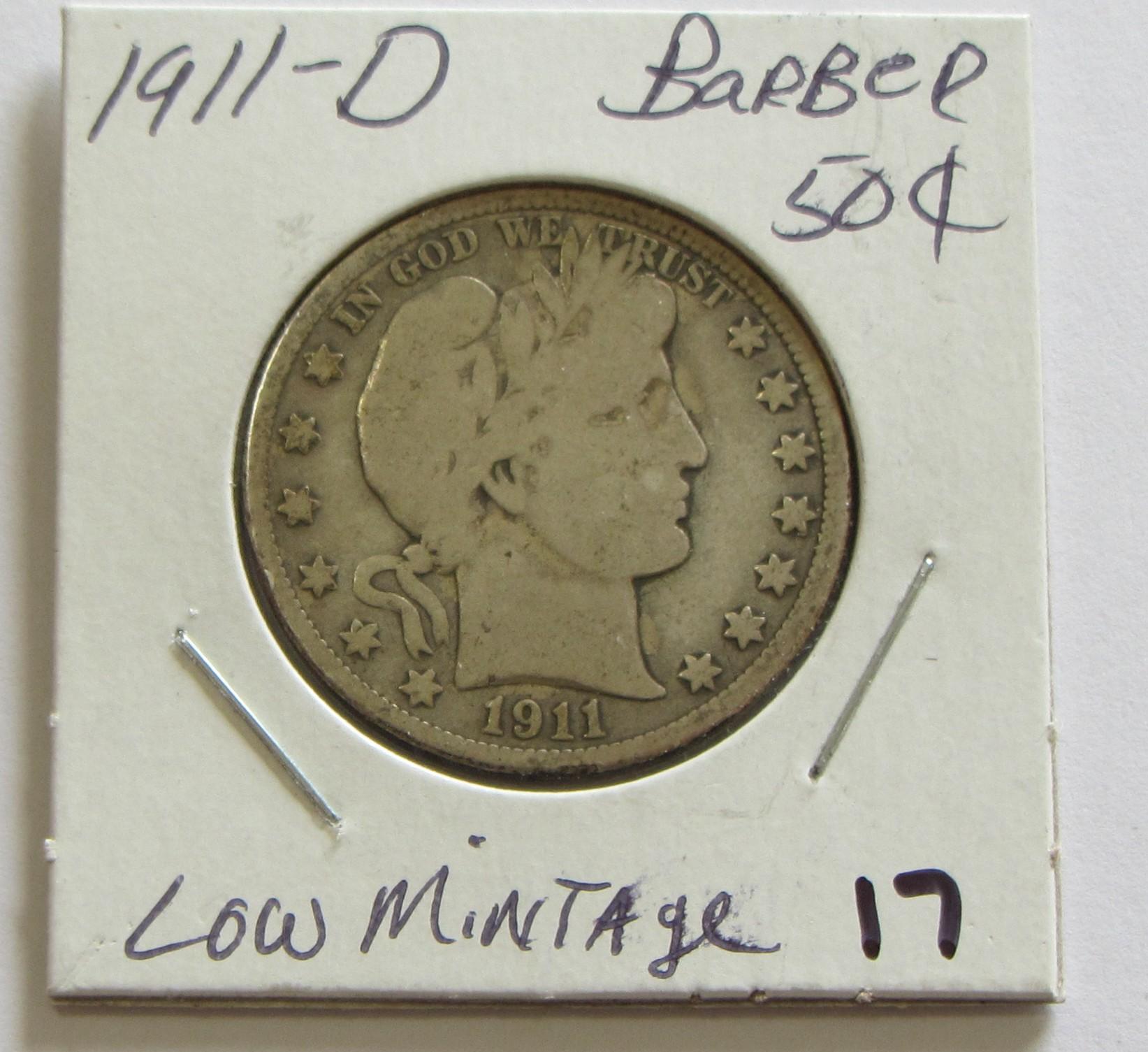 1911-D BARBER HALF LOW MINTAGE