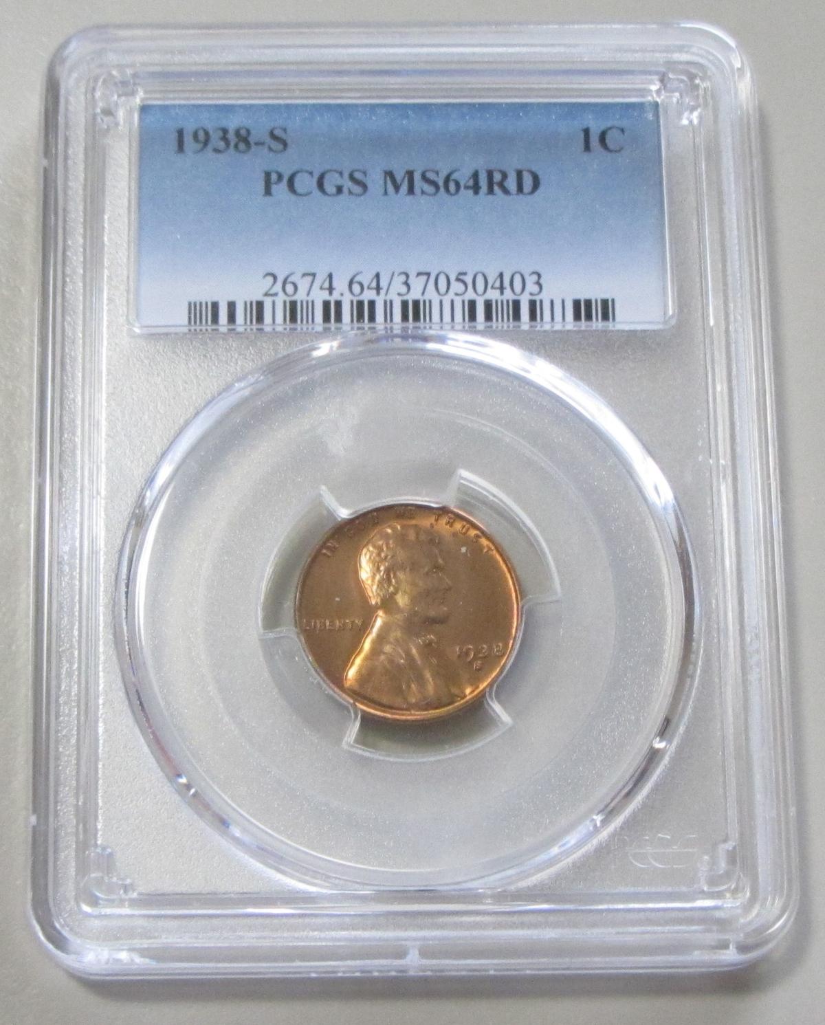 1938-S WHEAT CENT PCGS 64