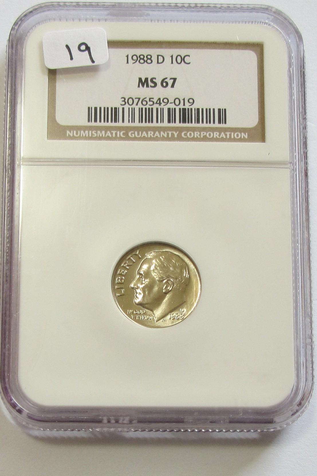 1988-D ROOSEVELT DIME NGC MS 67