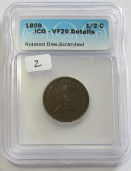 1809 HALF CENT 1/2 ICG VF