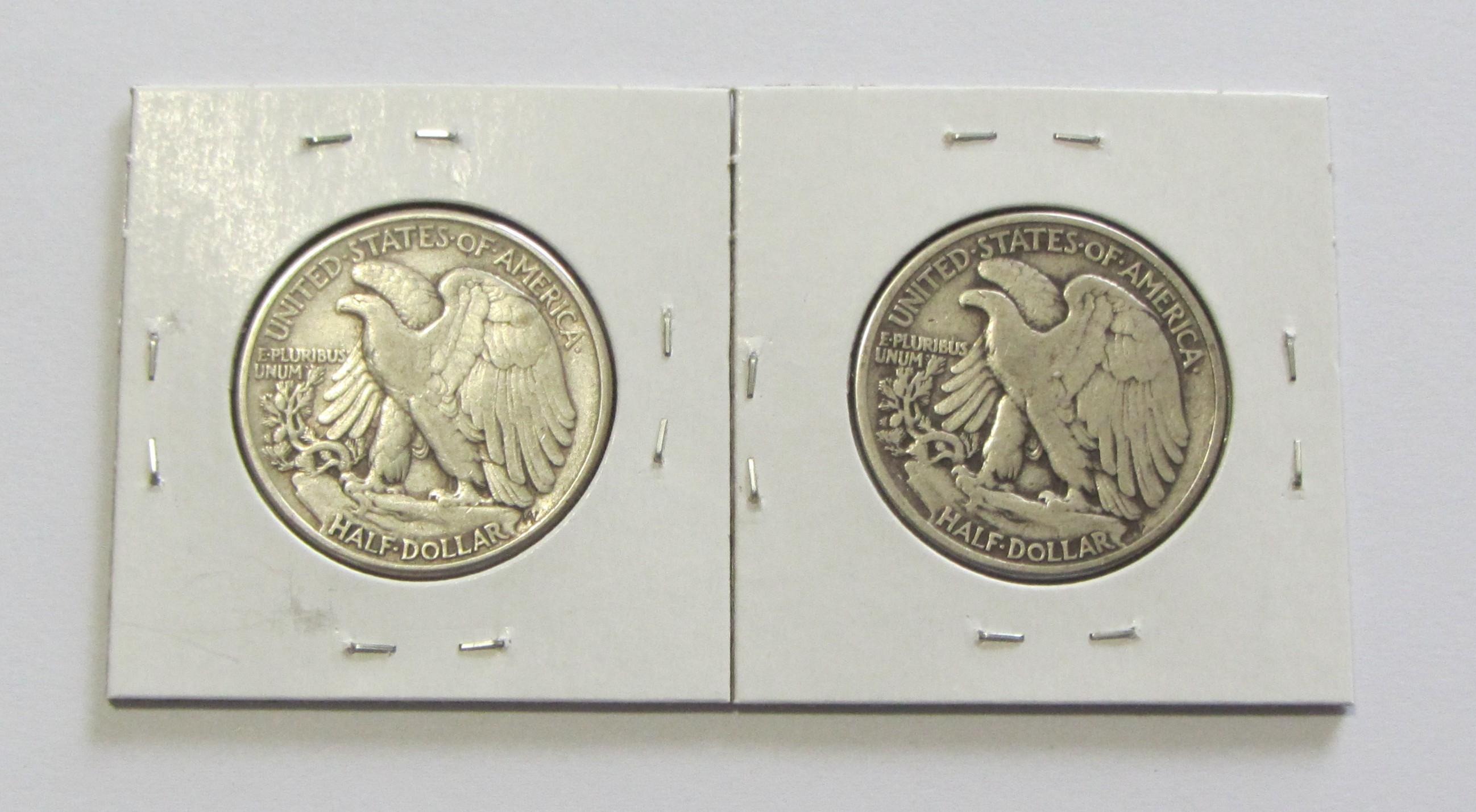 Lot of 2 - 1943 & 1944 Walking Liberty Half Dollar