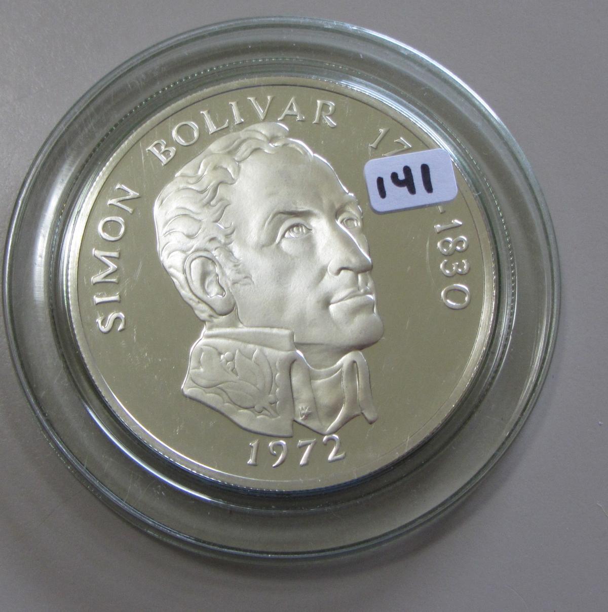 3.8539 PURE SILVER 1972 PROOF 20 BALBOAS HUGE COIN