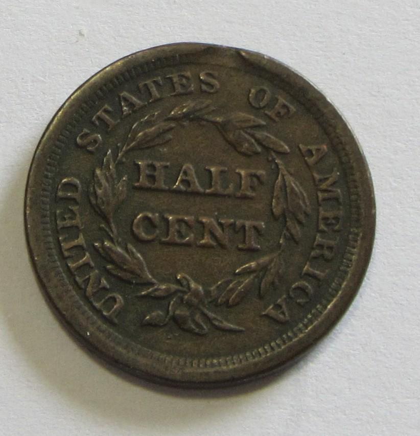 1855 BRAIDED HAIR HALF CENT