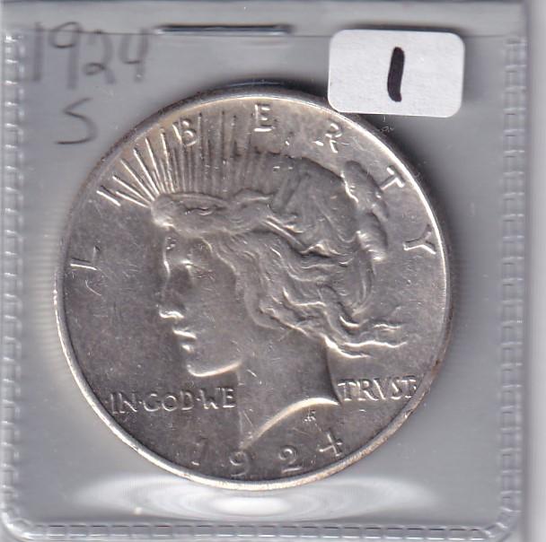 $ 1 1924-S PEACE SILVER DOLLAR