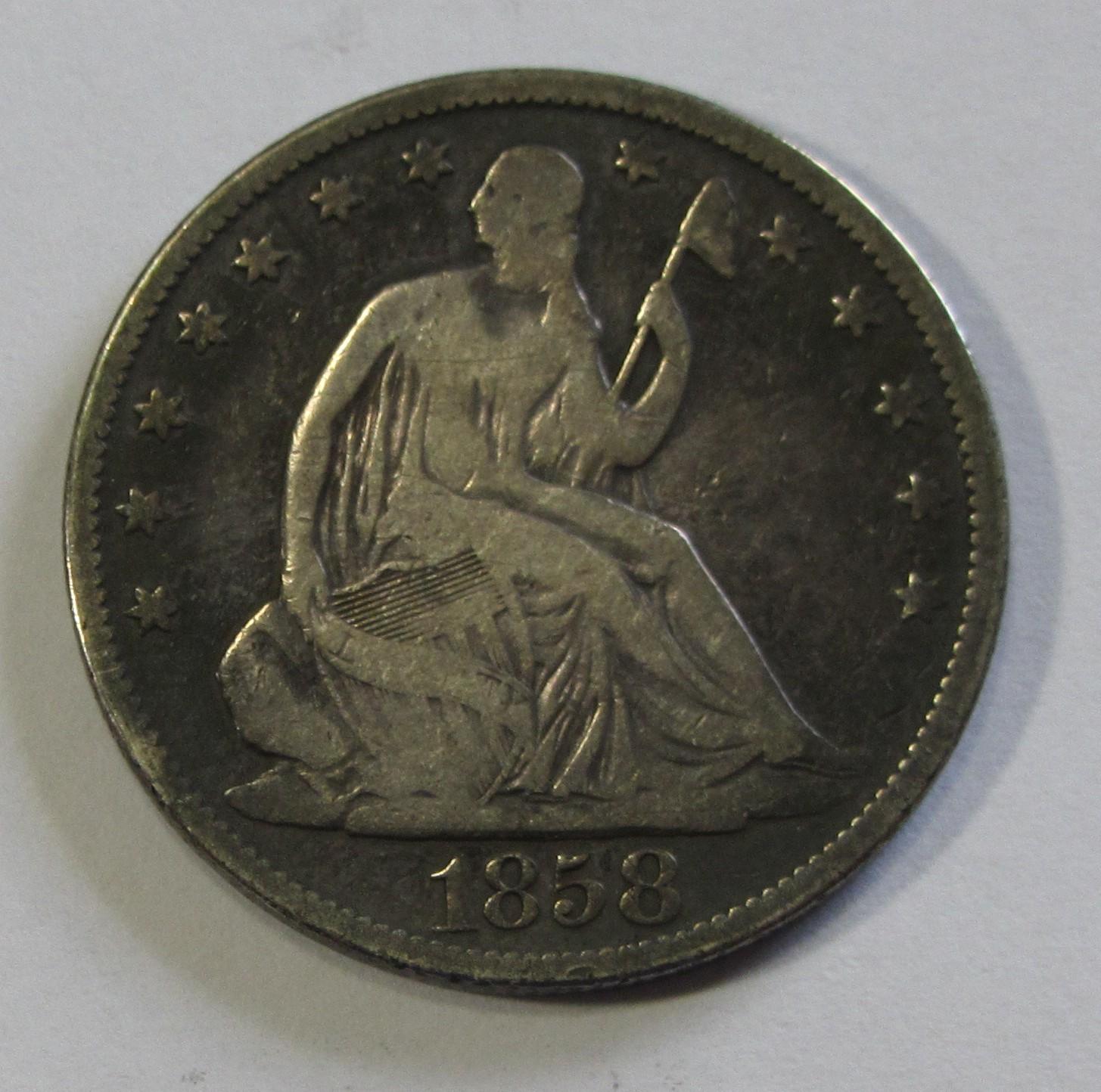 1858-O SEATED HALF