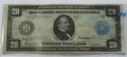 $20 FEDERAL RESERVE NOTE 1914 SOME FADING
