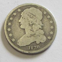 1836 CAPPED BUST QUARTER