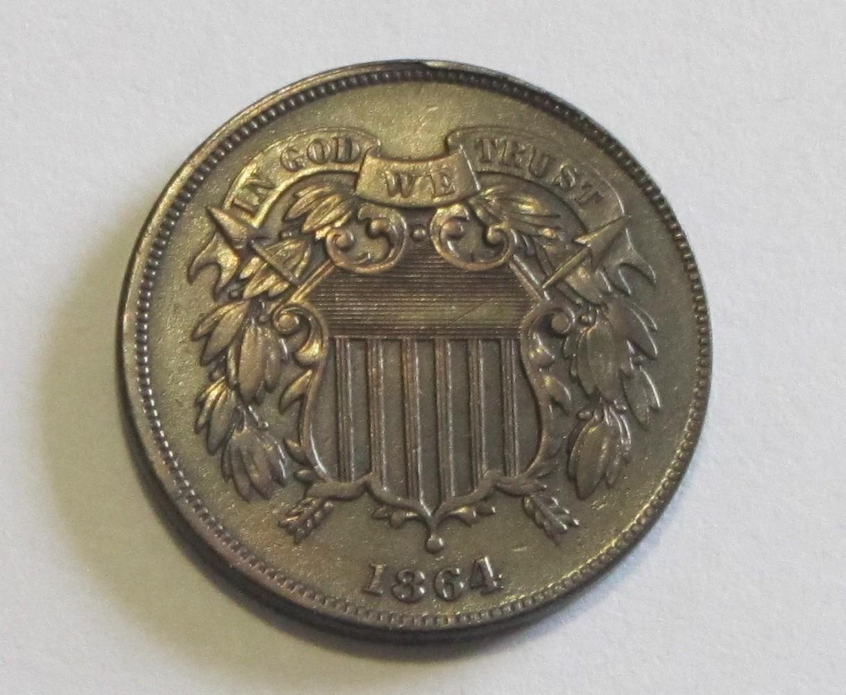 1864 PLEASING 2 CENT PIECE