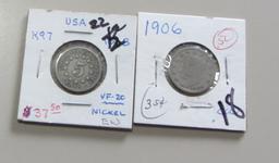 SHIELD NICKEL AND V NICKEL