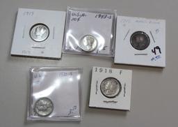 5 MERCURY DIMES