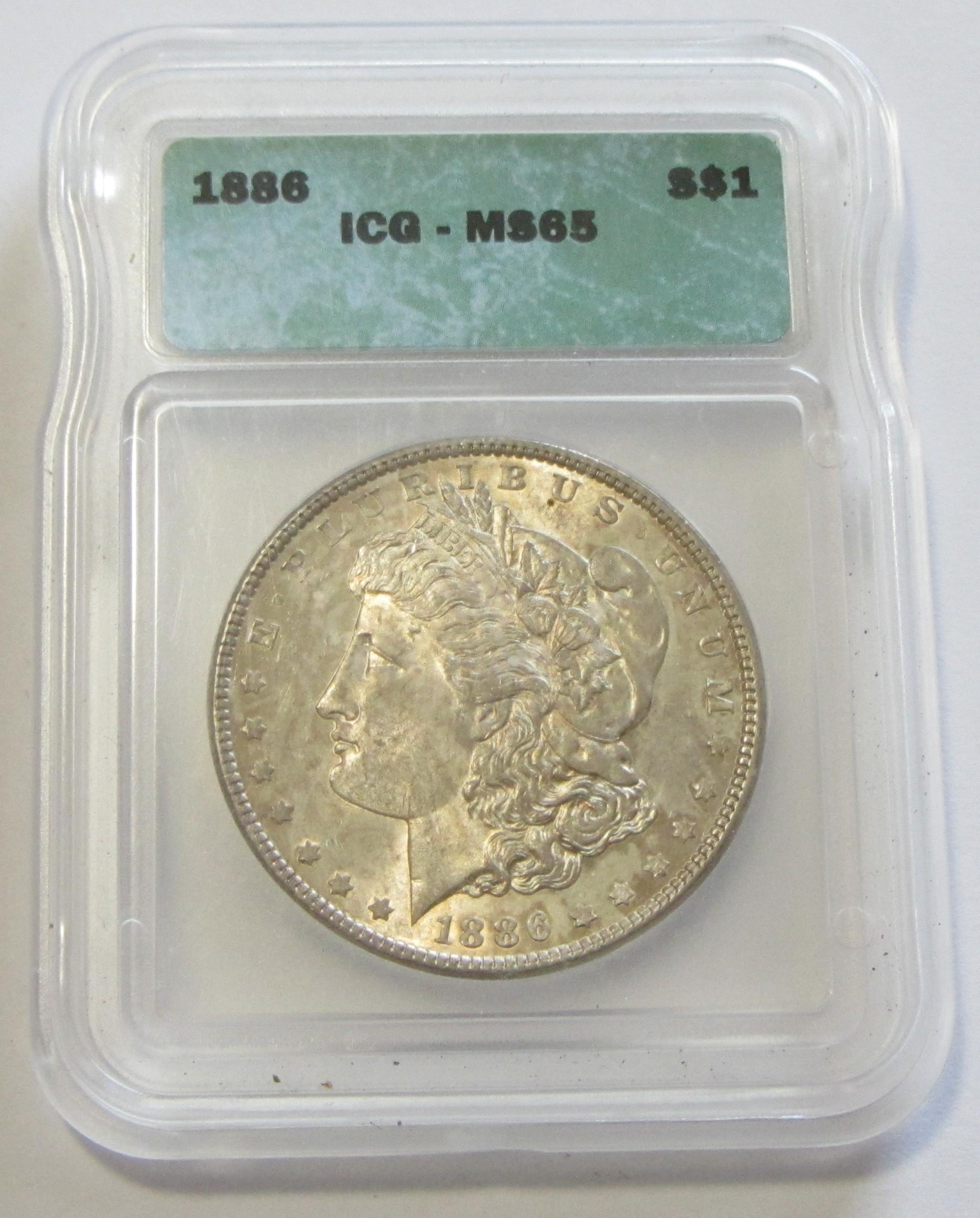 $1 1886 MORGAN GEM ICG 65