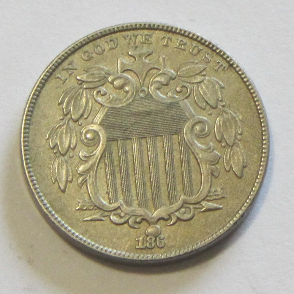 1868 AU SHIELD NICKEL