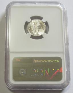 1944-D MERCURY DIME BLAST WHITE NGC 65 FB