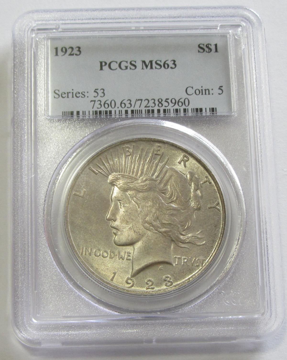 $1 1923 PEACE PCGS 63