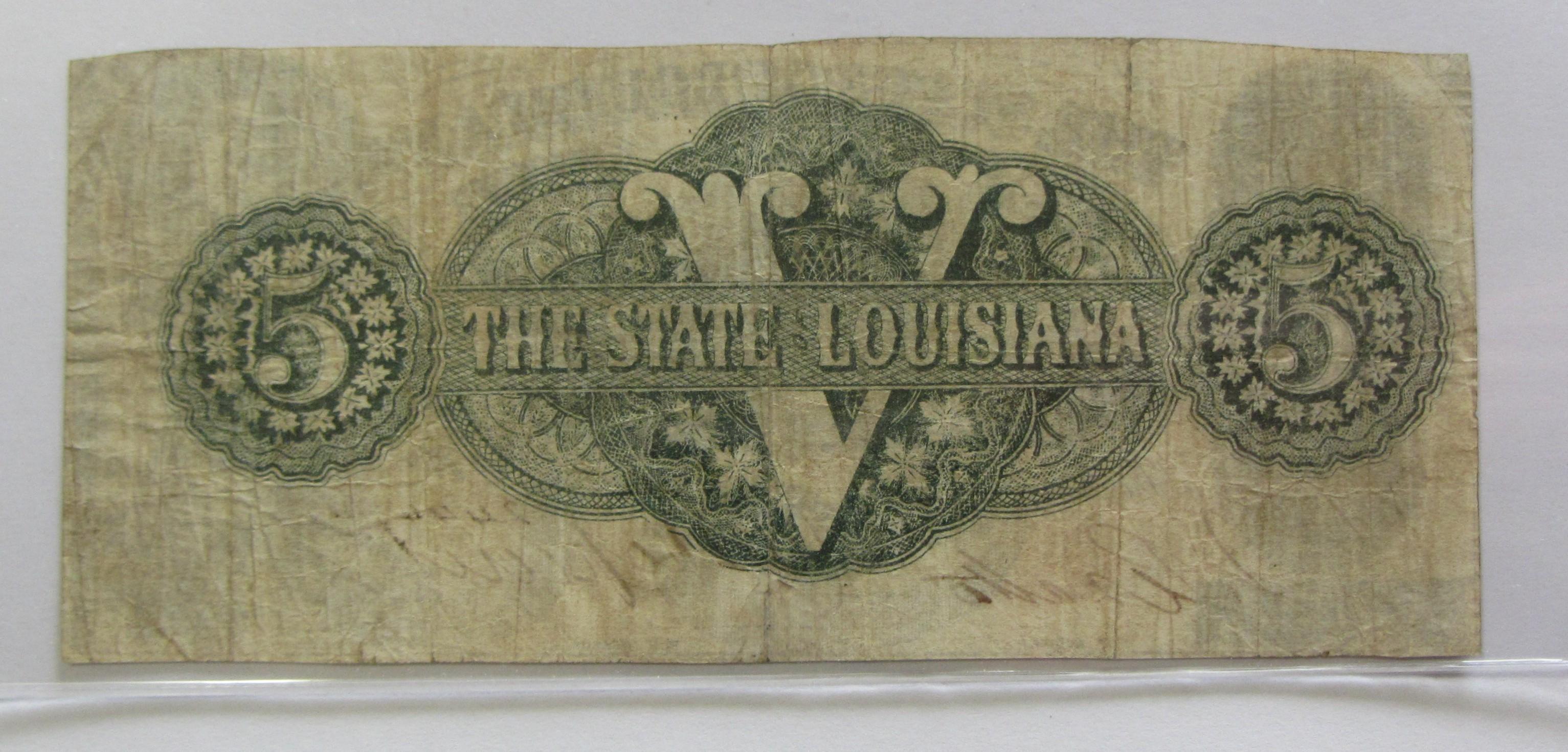 $5 LOUISIANA OBSOLETE 1862