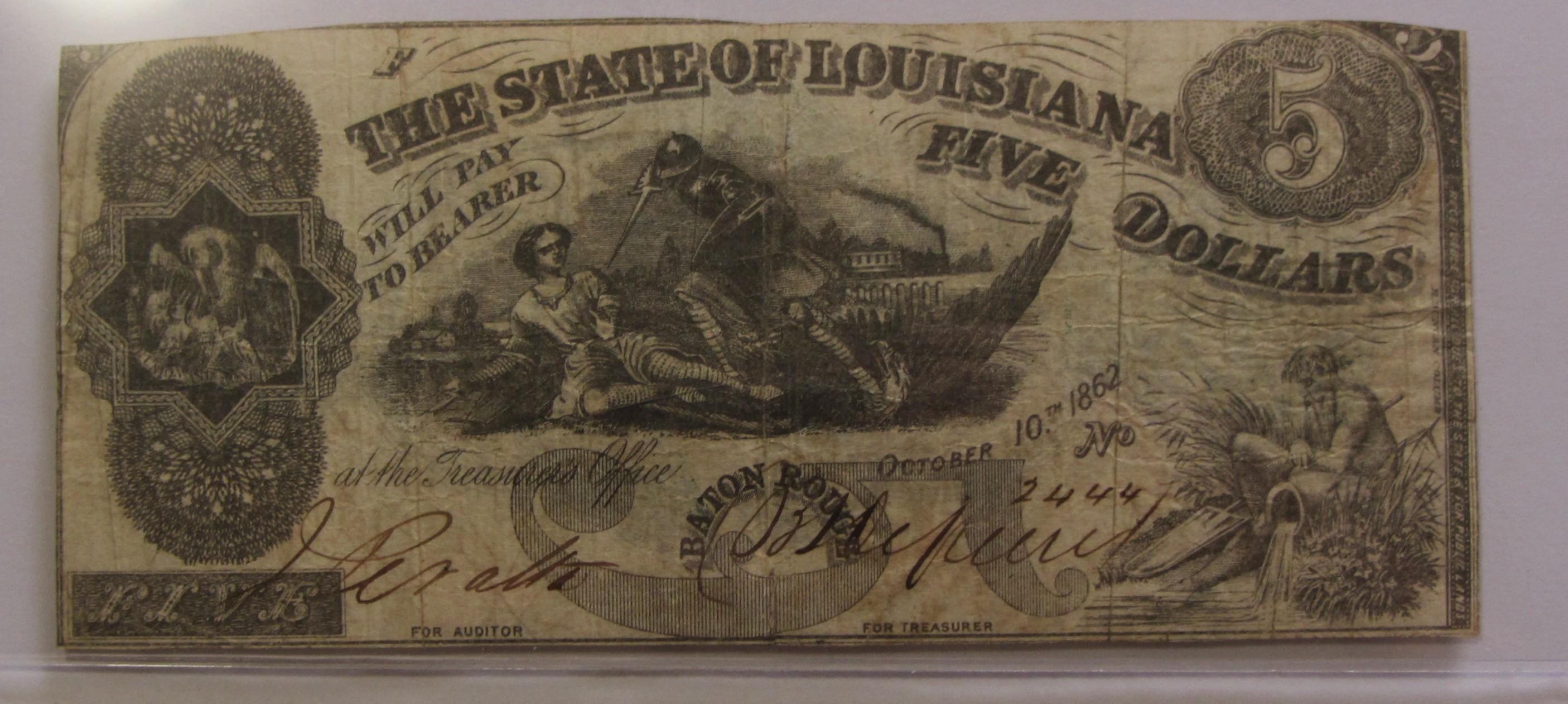 $5 LOUISIANA OBSOLETE 1862