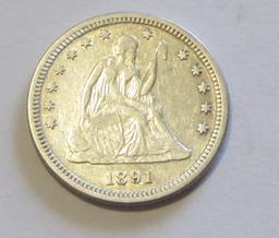 HIGH GRADE 1891 SEATED QUARTER