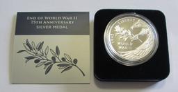 NEW ISSUE 2020 WORLD WAR II SILVER MEDAL 75TH ANNIVERSARY