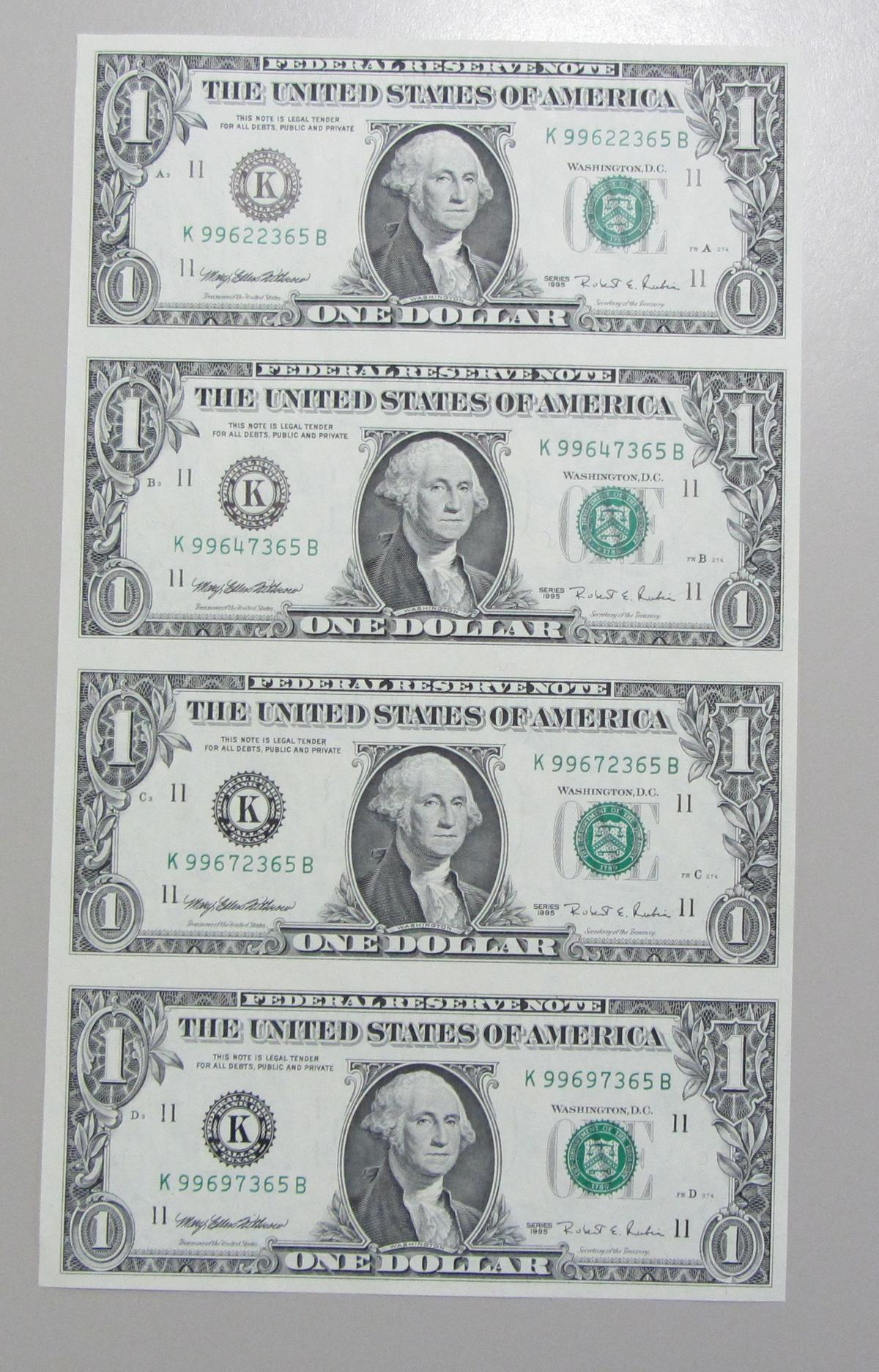 $1 SHEET OF 4 1985 DALLAS DISTRICT FEDERAL RESERVE NOTES