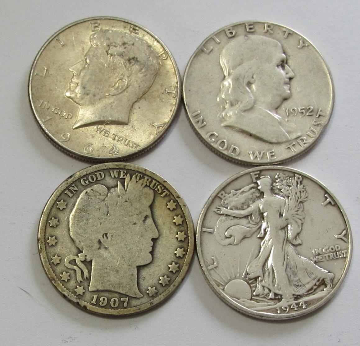 4 SILVER HALF DOLLARS