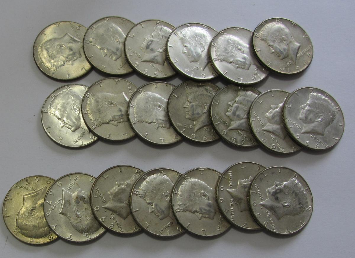 20 SILVER KENNEDY HALF DOLLARS 40%