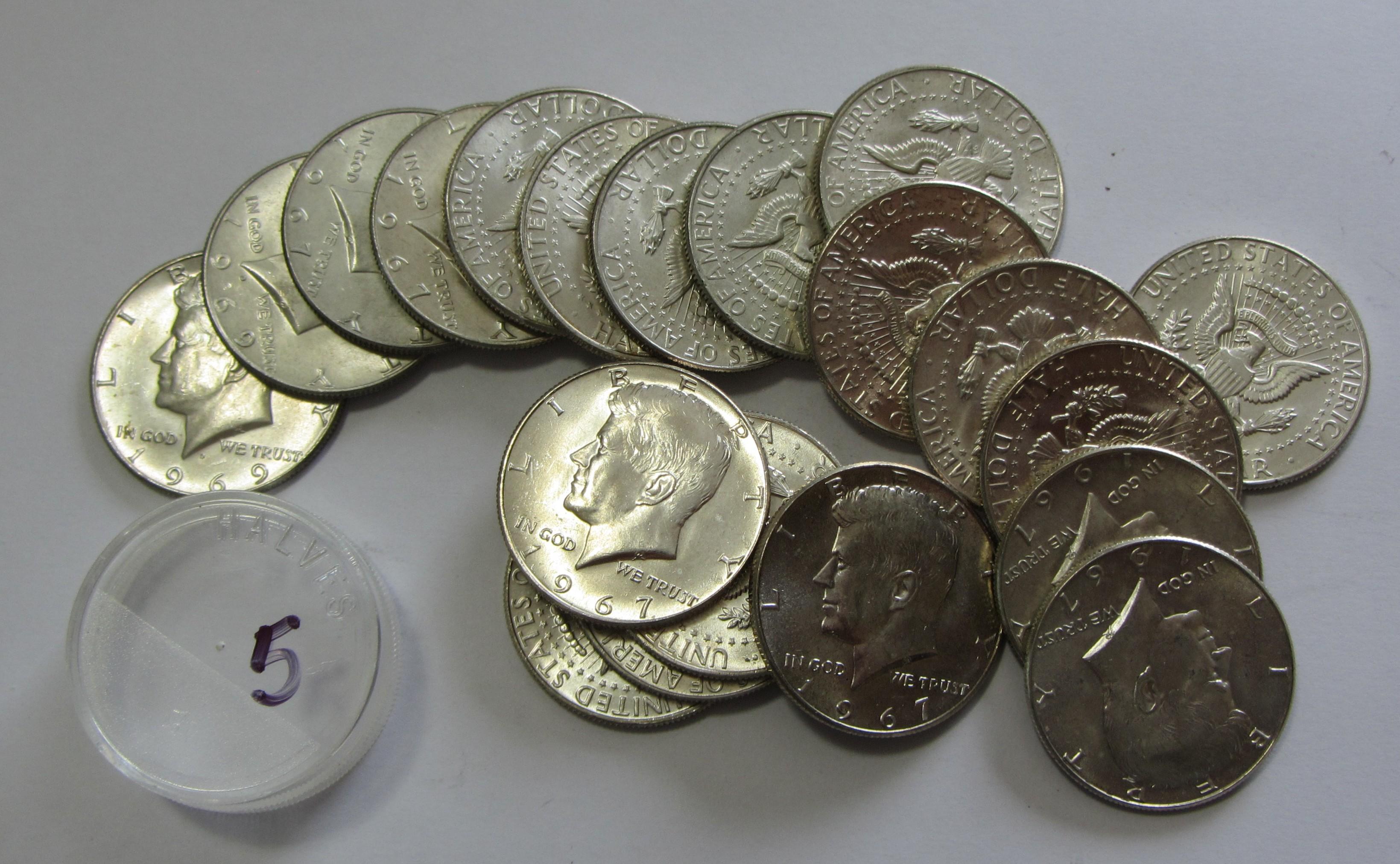 SILVER KENNEDY HALF DOLLARS 20 COINS 40 %