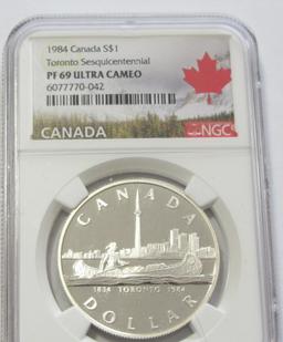 SILVER $1 TORONTO NGC 69 COMMEMORATIVE