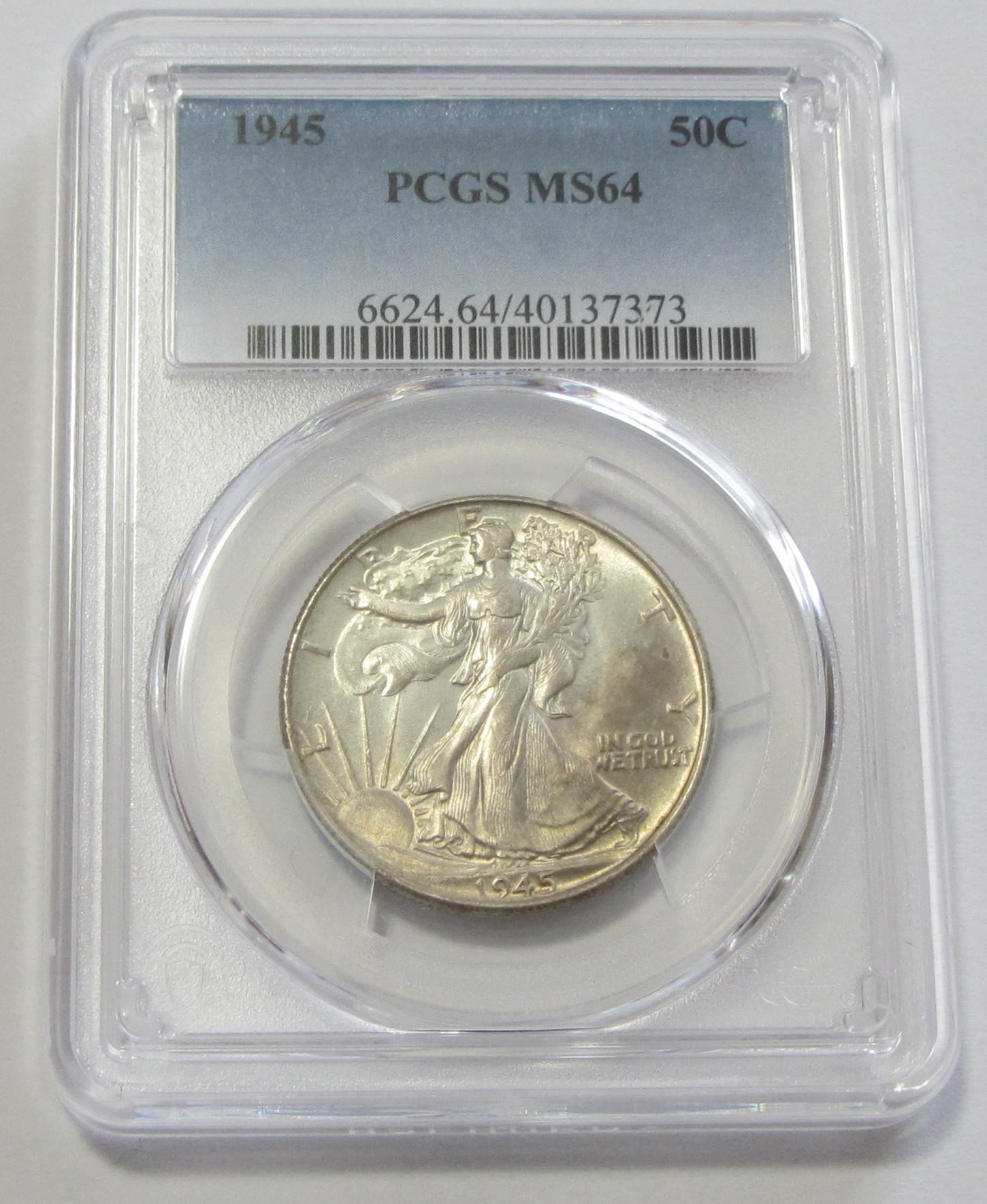 1945 WALKING LIBERTY HALF PCGS 64