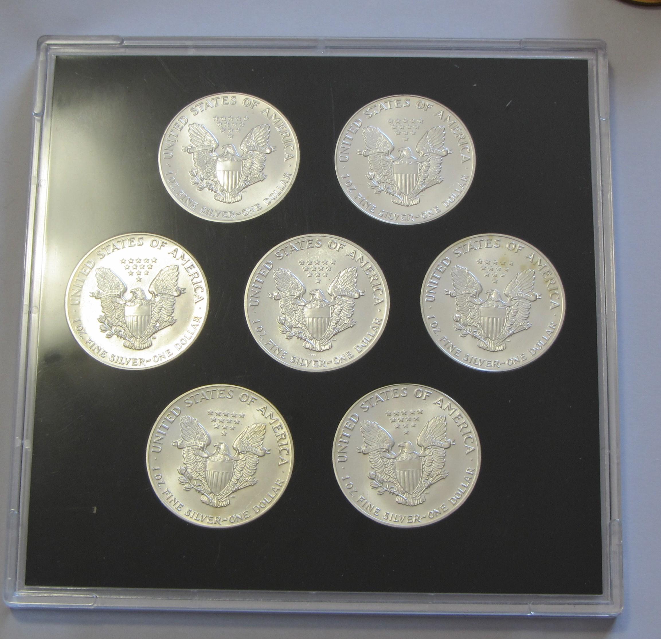 SET OF SILVER AMERICAN EAGLES 1986 TO 1992