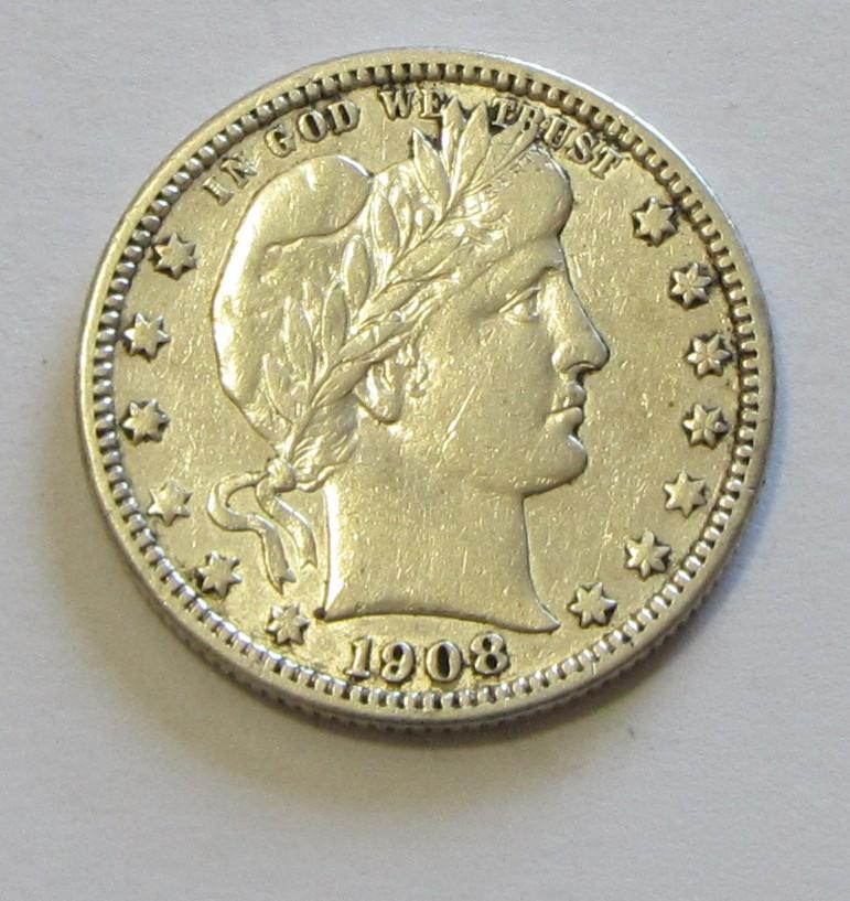 1908-D BARBER QUARTER