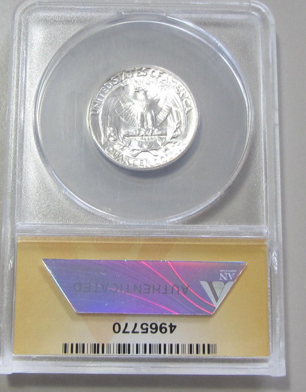 1952 QUARTER ANACS 63