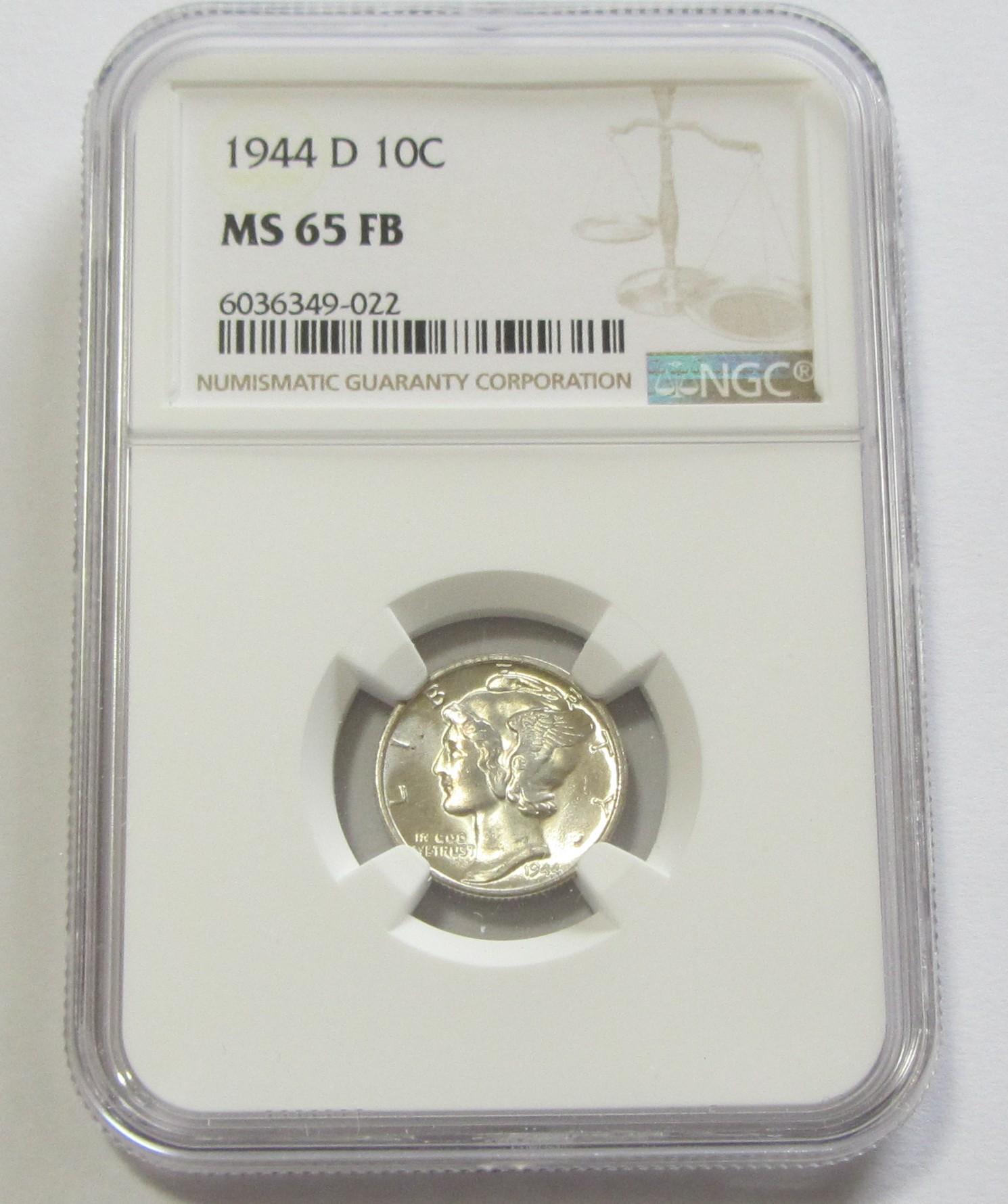 1944-D MERCURY DIME NGC 65 FB