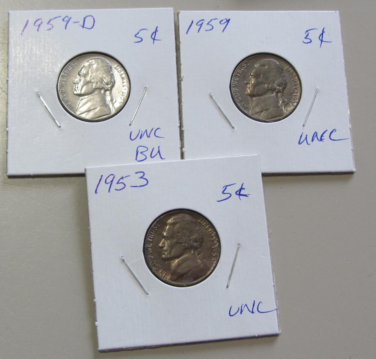 1959 D 1953 BU NICKEL LOT