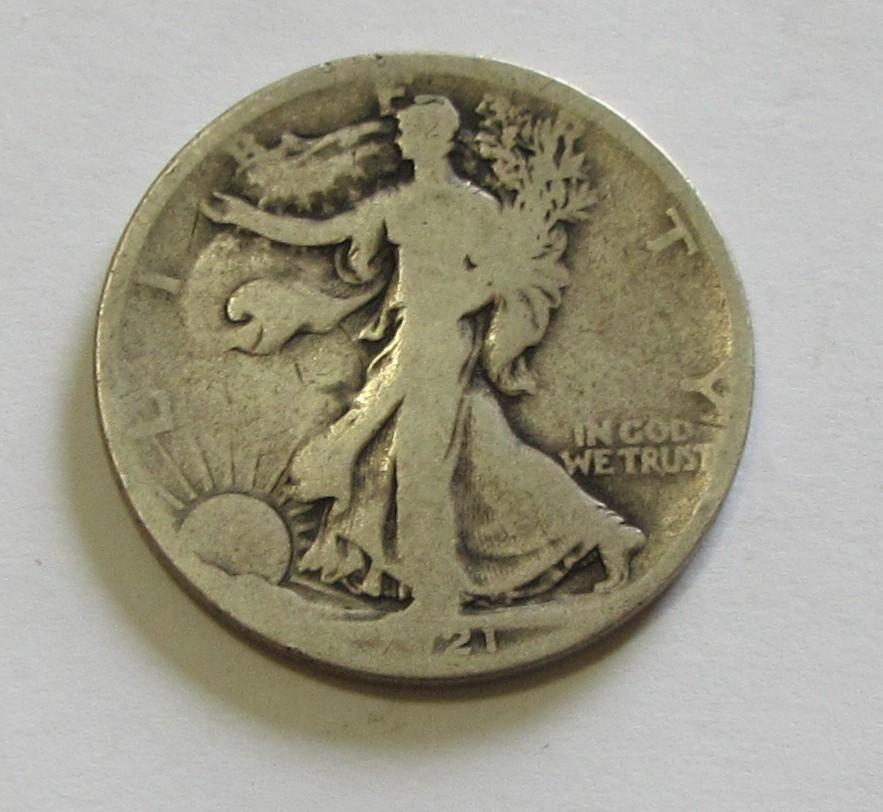 KEY 1921 WALKING LIBERTY HALF