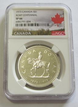 $1 SILVER 1973 CANADA RCMP NGC 66