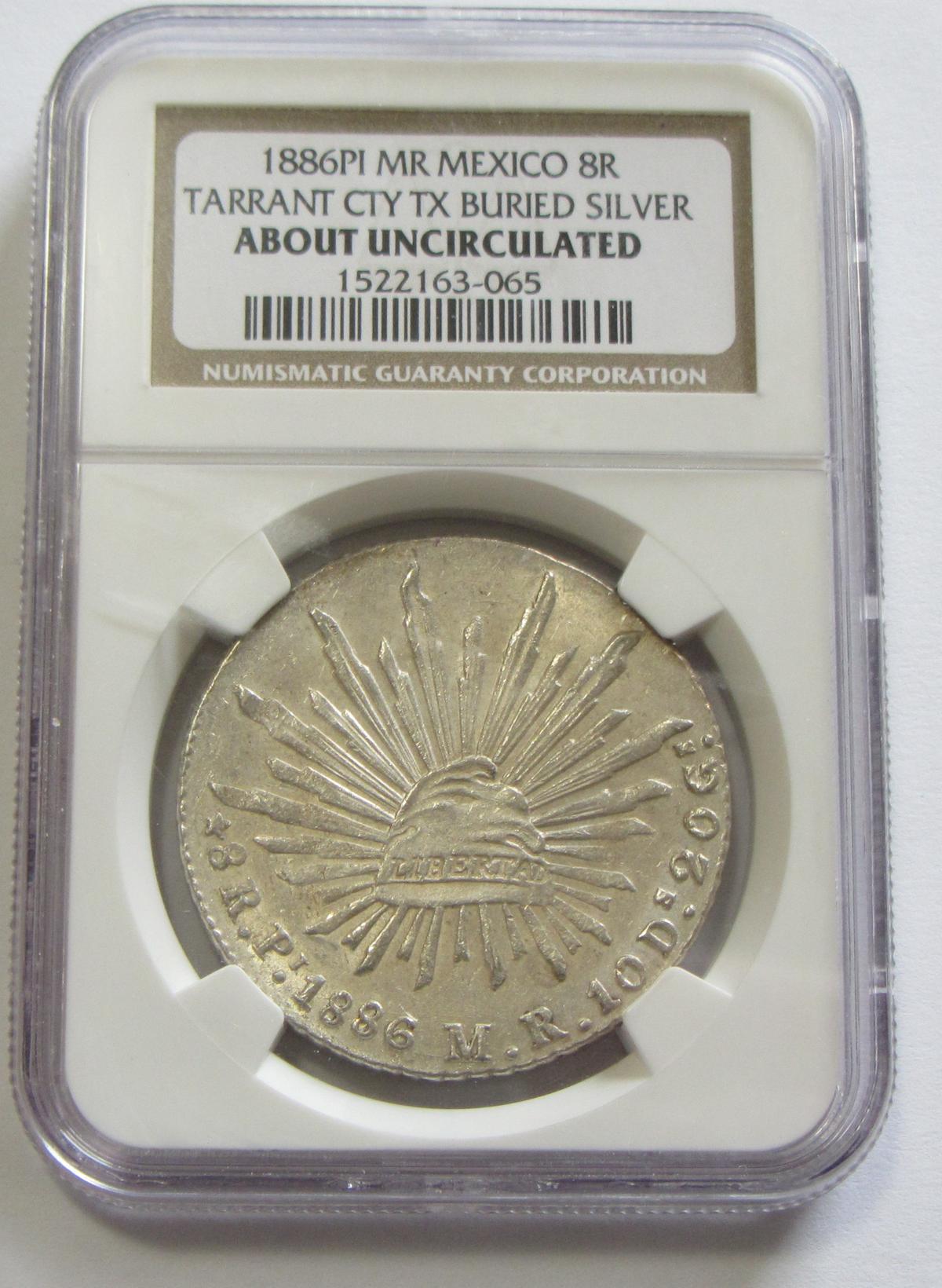 1886 PI MR MEXICO BURIED TREASURE NGC 8 REALE