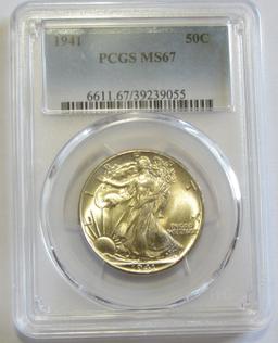 STUNNING 1941 WALKING LIBERTY WALK PCGS MS 67 REGISTRY SET