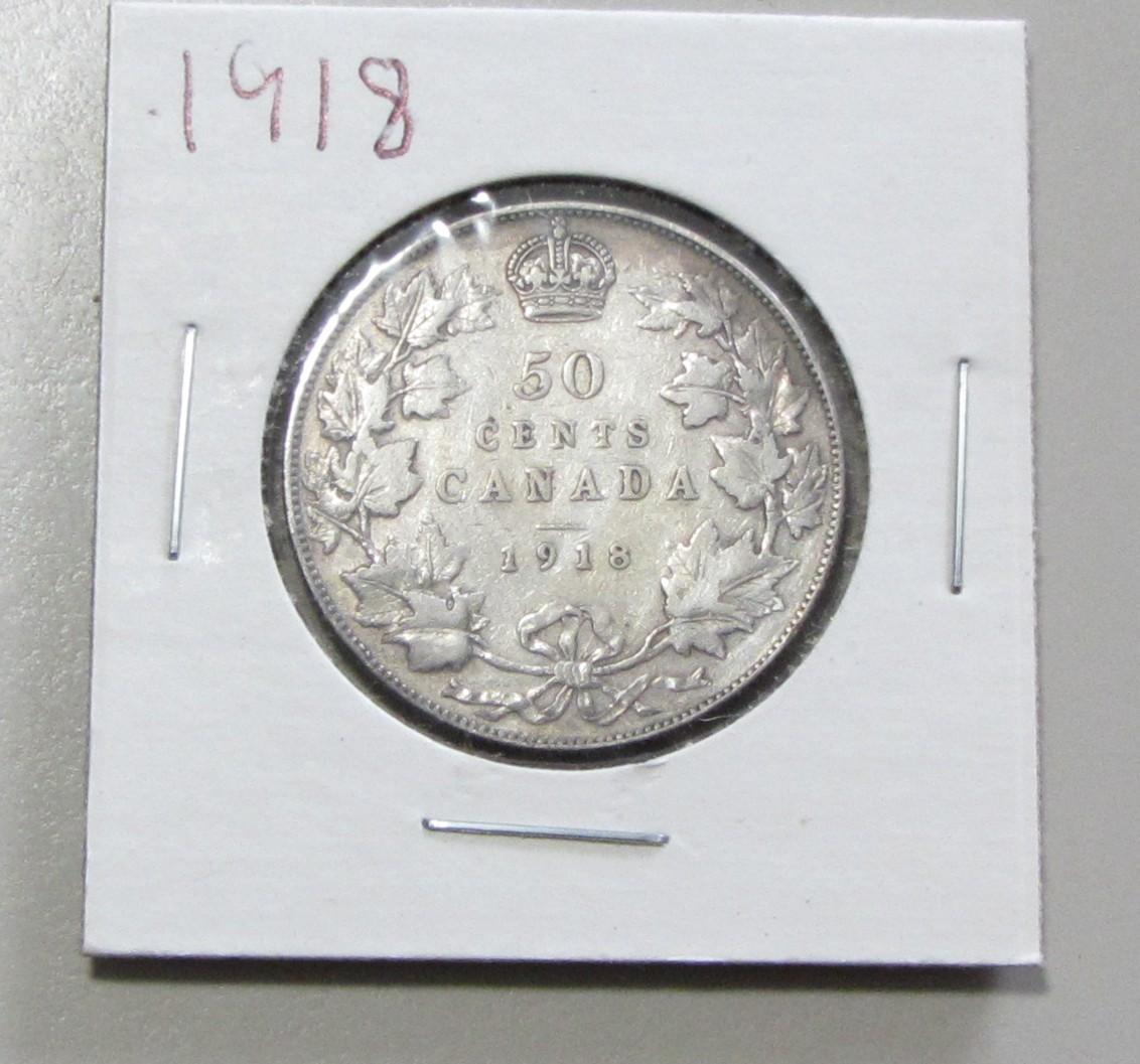 SILVER 1918 CANADA HALF DOLLAR