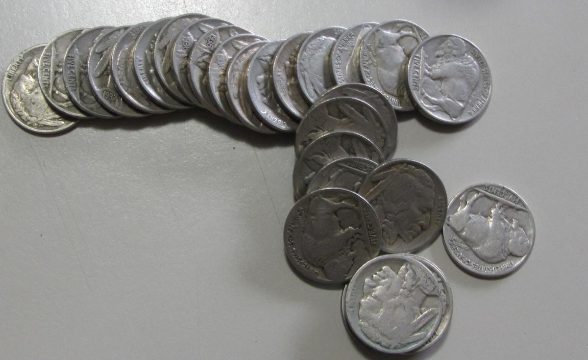 28 MIXED DATE BUFFALO NICKELS FULL DATE