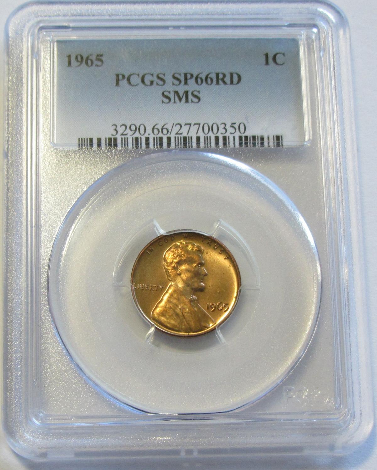 1965 WHEAT CENT SMS PCGS SP 66 RED