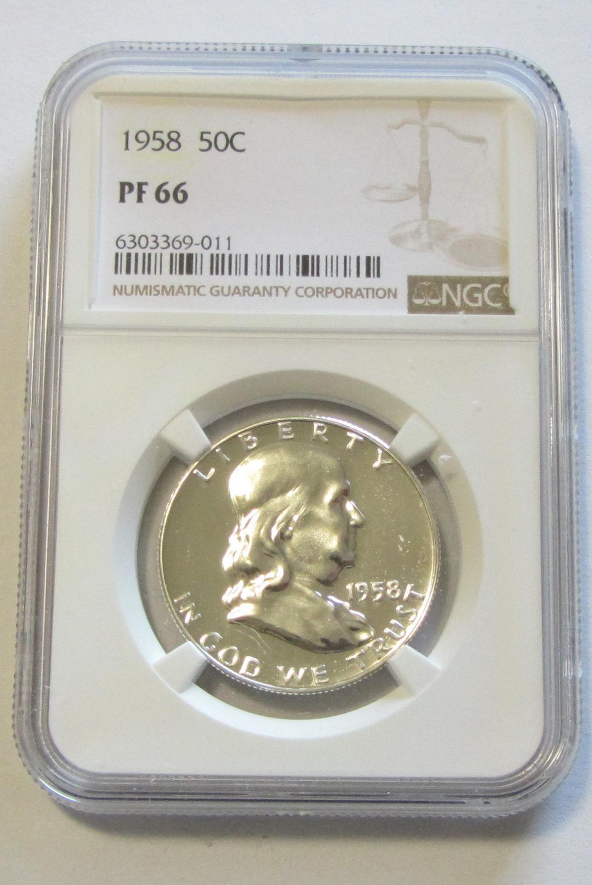 1958 PROOF FRANKLIN NGC PF 66